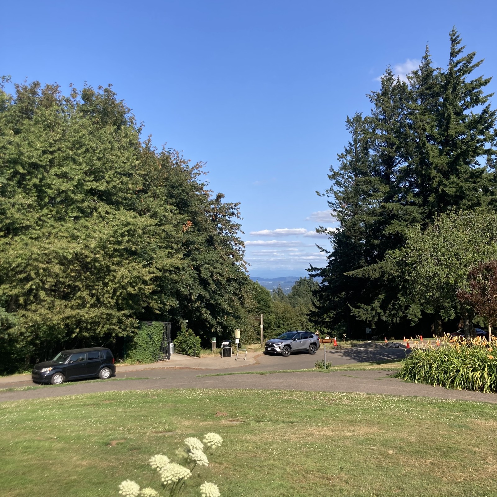 A few low clouds hide the top of Mt. Hood on an otherwise clear July afternoon