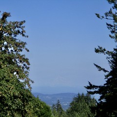 By viciously abusing the RGB curves I could coerce this photo to show Mt. Hood, which is masked by a murk of haze on an otherwise bright summer day